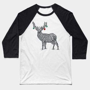 Woodcut Winter Woodland Animals Xmas Christmas Deer Baseball T-Shirt
